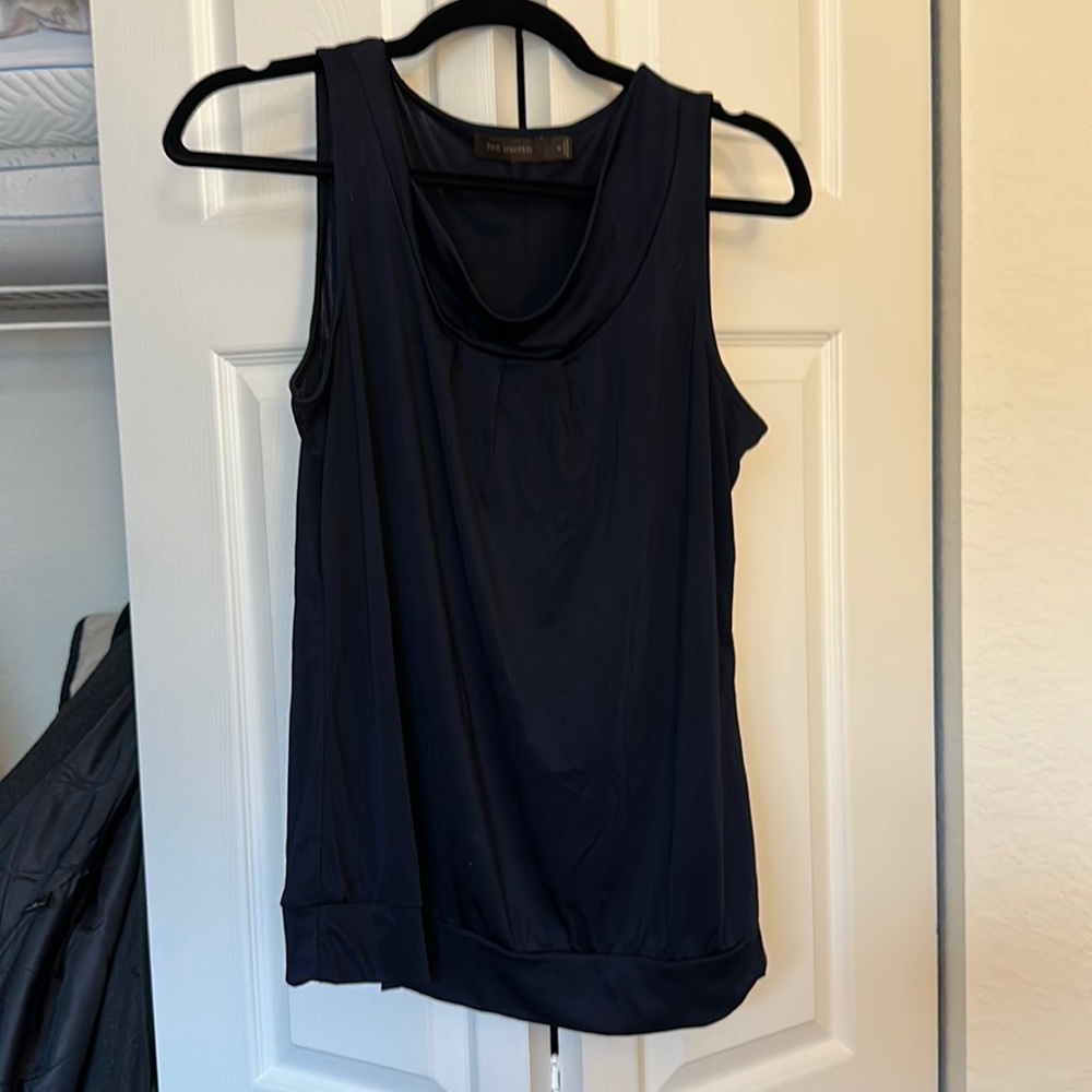 Arely worn navy work blouse tank